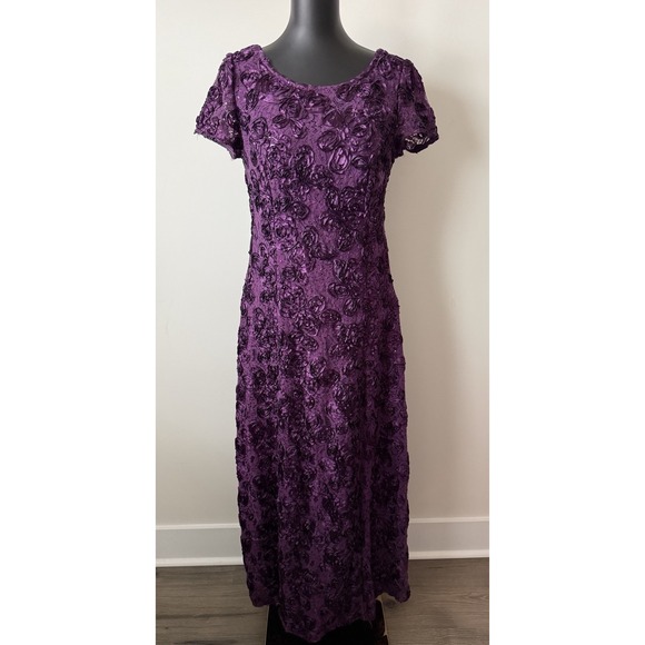 Alex Evenings Dresses & Skirts - Alex Evenings Women's 8 Rosette A-Line Evening Gown Eggplant Purple Sequin